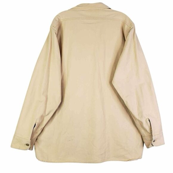 Woolrich Shirt Mens Size Large Long Sleeve Button Down Vintage Canvas Tan - Picture 3 of 11